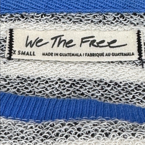 FREE PEOPLE WE THE FREE OVERSIZED STRIPE SWEATSHIRT BLUE CONTRAST CREWNECK - Picture 9 of 11